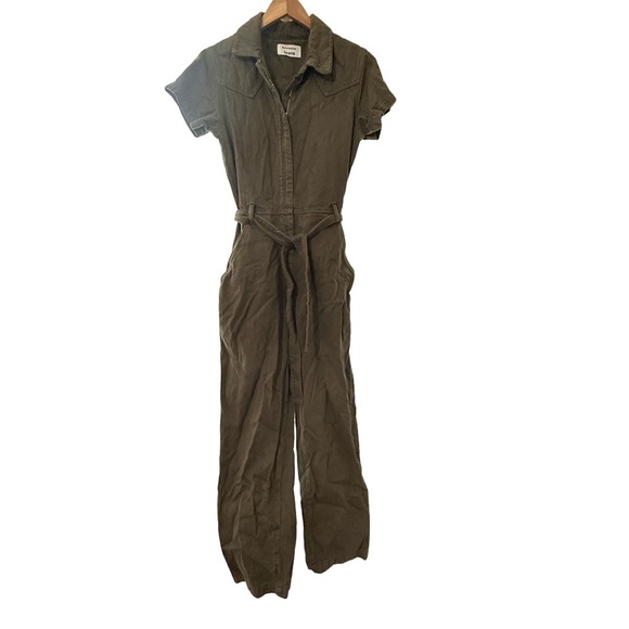 REFORMATION Kenny Army Green Boiler Jumpsuit Size: 4 - Picture 8 of 11